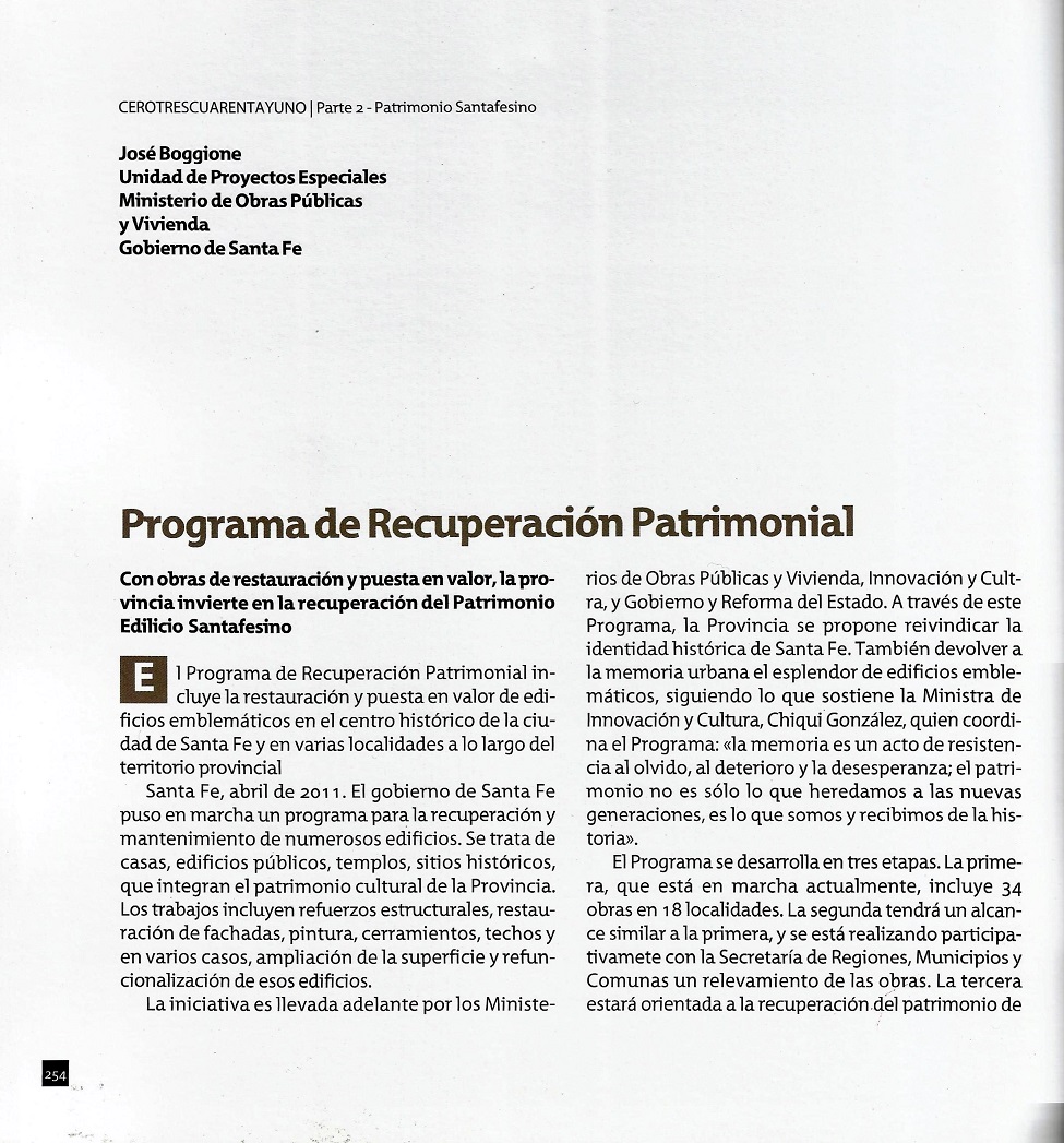 2011 - Libro 0341 - capítulo Patrimonio Santafesino pag 254